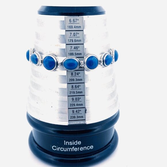 Estate Carolyn Pollack 925 Sterling Silver Lapis Lazuli Toggle Bracelet 7.5" - Picture 5 of 14